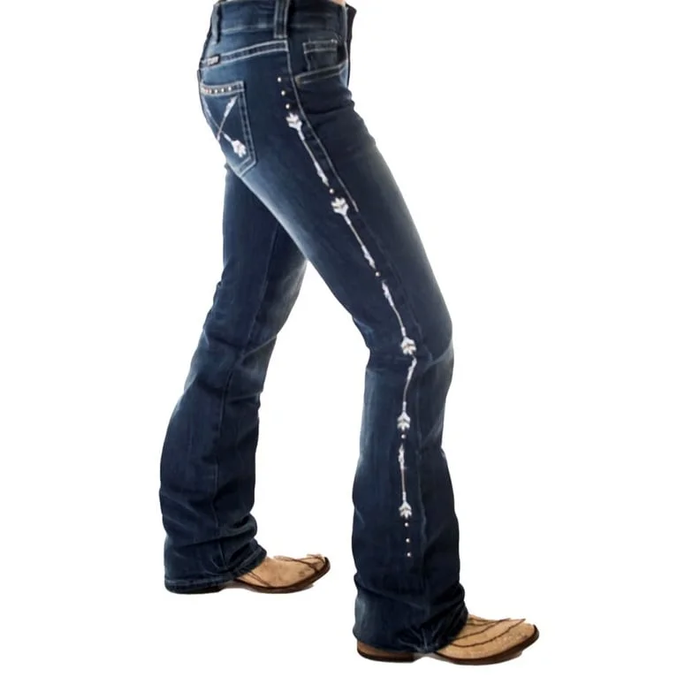 Cowgirl Tuff Western Jeans Womens Silver Arrows Bootcut Med JSILAW