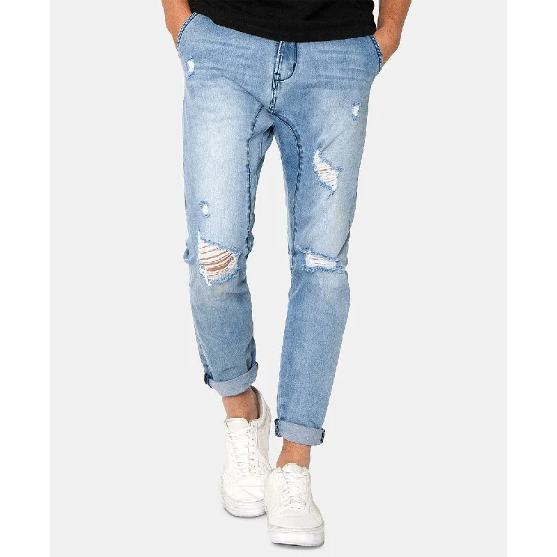 Zeegeewhy Men's Slim-Fit Droppit Ripped Jeans Med Blue Size 36