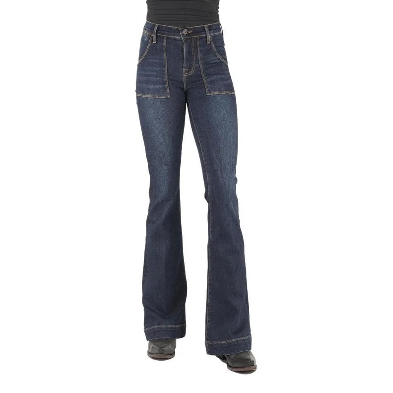 Stetson Western Jeans Womens High Rise Flare Slim 11-054-0921-2409 BU