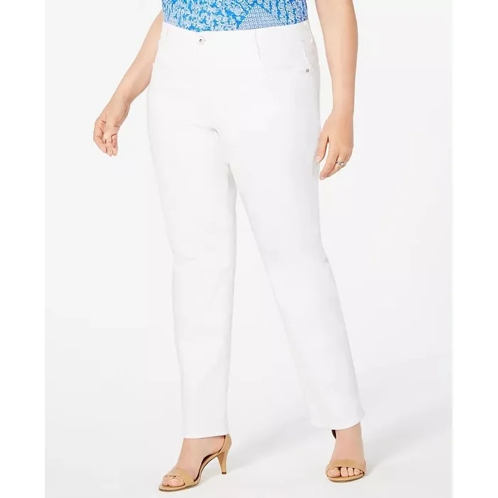 Style & Co Women's Plus Jeans Tummy Control Slim Leg Bright White Size 22W