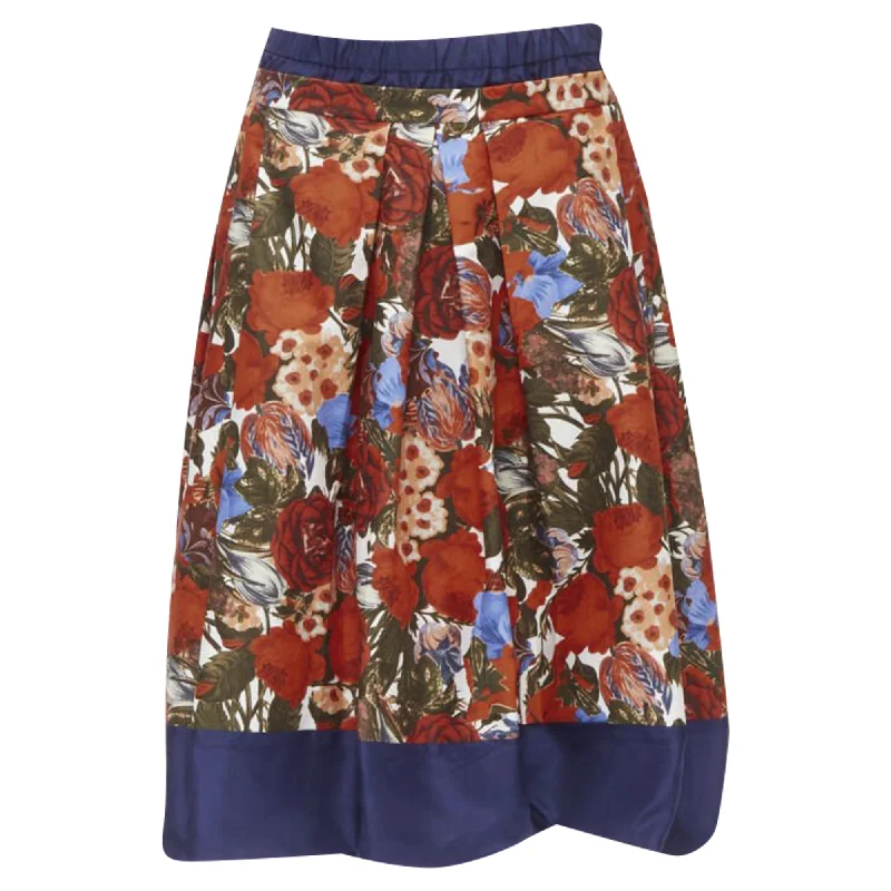 Marni silk rose floral print cotton skirt