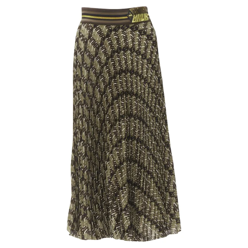 Fendi Roma Amor graphic print pleated silk skirt