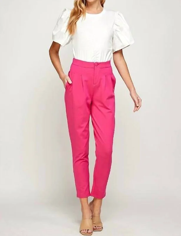 Pleated Pants In Hot Pink