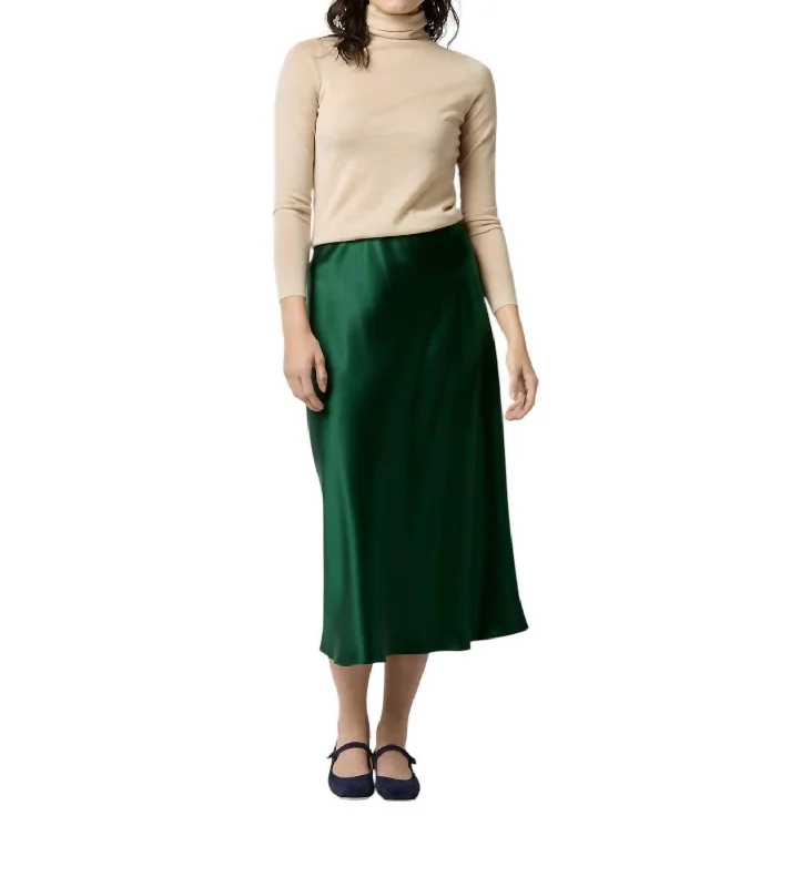 Mare Skirt In Forest Silk Charmeuse