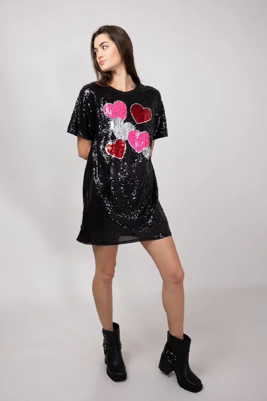 Simply Southern Sequin Valentines Dress for Women in Black | PP-0224-DRS-SQNLUXE-VAL