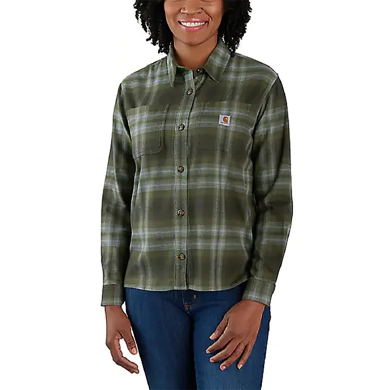 Women's Flannel Long-Sleeve Plaid Shirt 105574