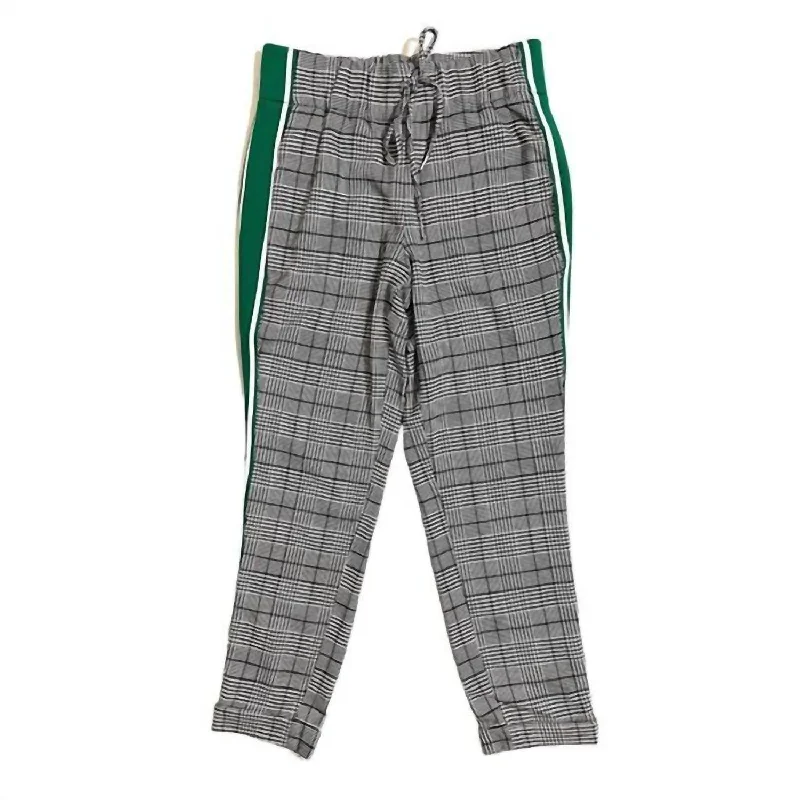 Women's Side Stripe Houndstooth Jogger Casual Ankle Pants In Multicolor