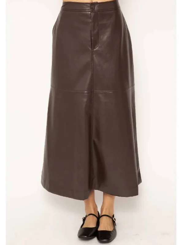 Beatrix Vegan Midi Skirt In Brown