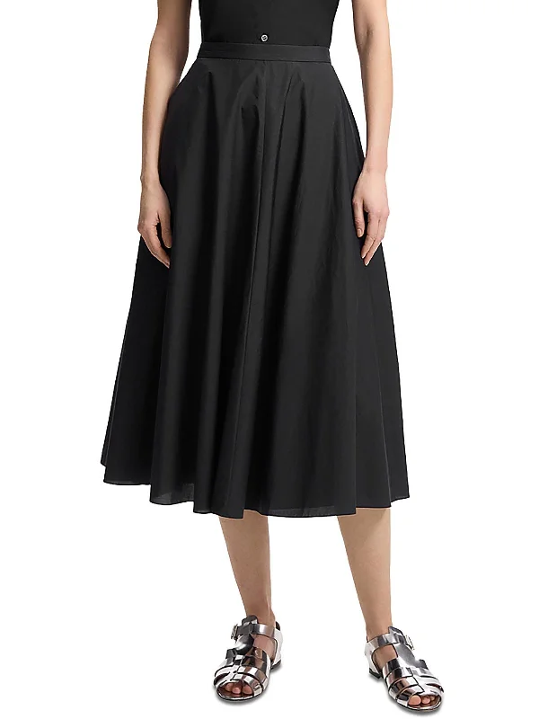 Womens Lightweight Mid Calf A-Line Skirt