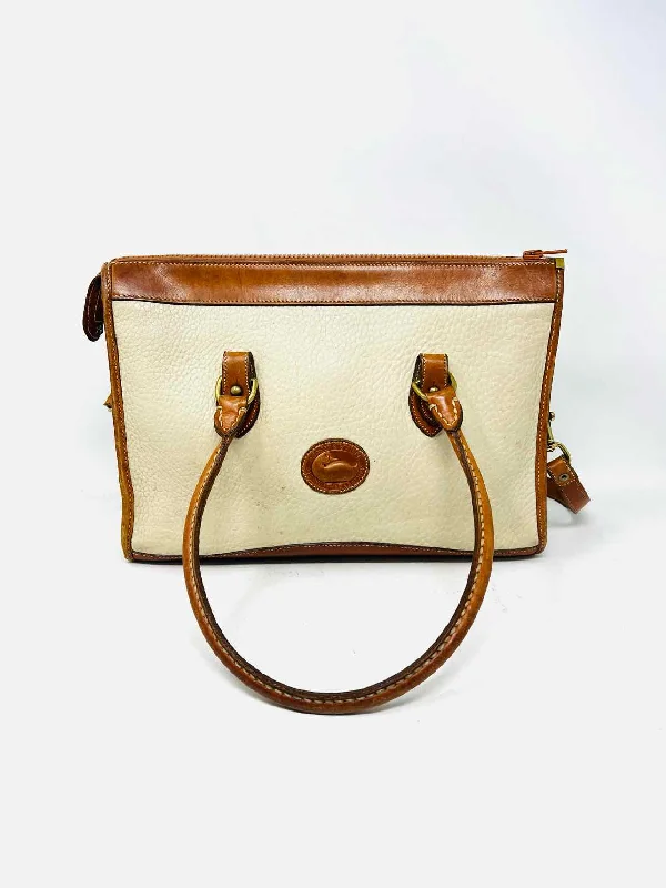 Dooney & Bourke Cream/Tan Pebbled Leather AS IS Designer Satchel