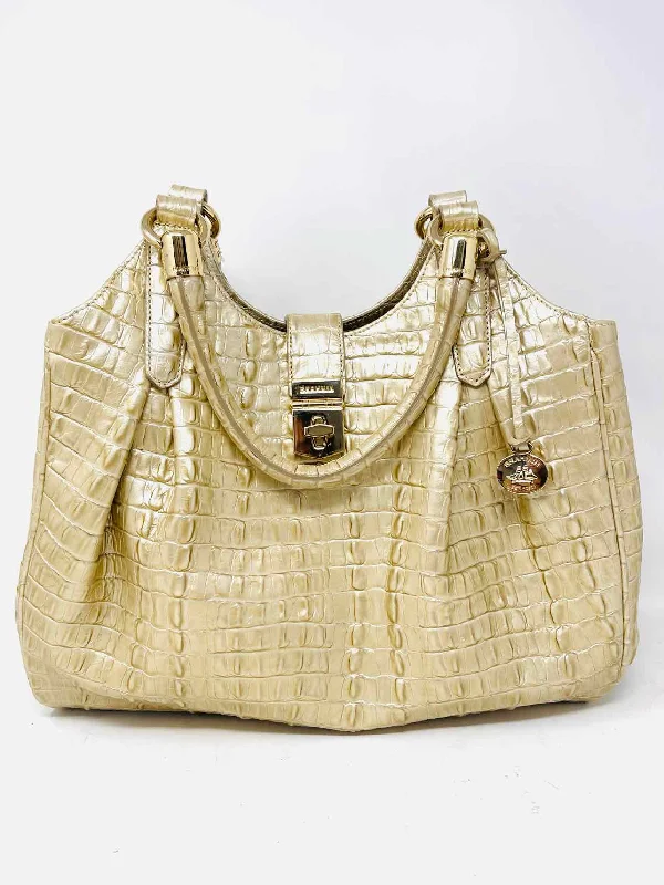 Brahmin Gold Crocodile Leather Designer Satchel