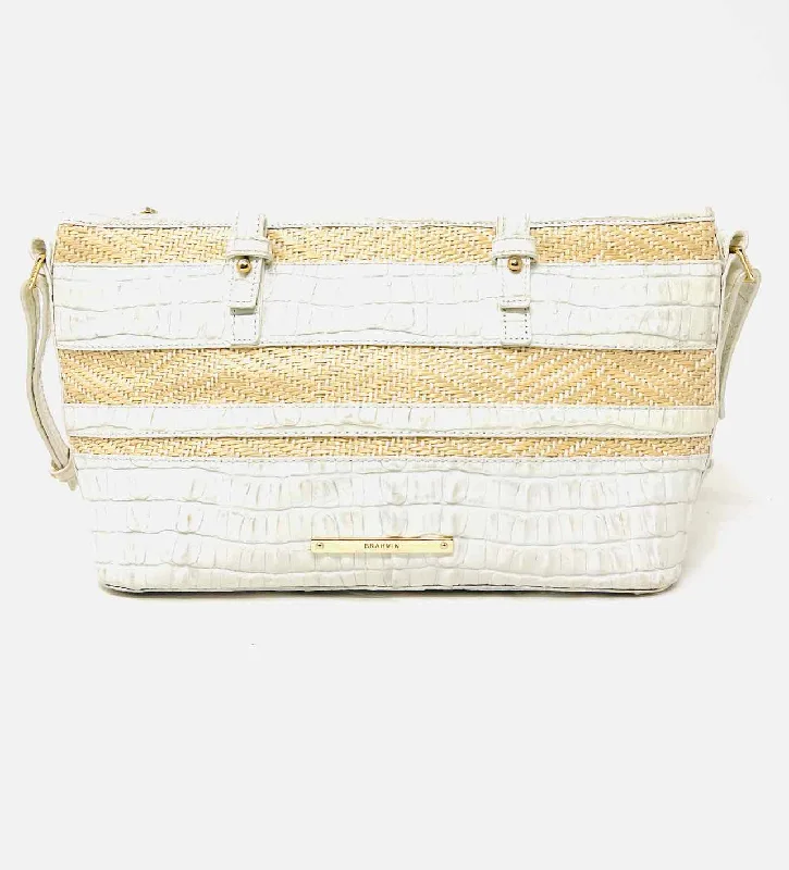 Brahmin White/Tan Stripe Reptile AS IS Designer Purse