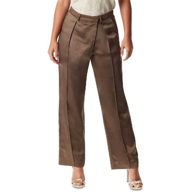 Womens Satin Pleated Palazzo Pants