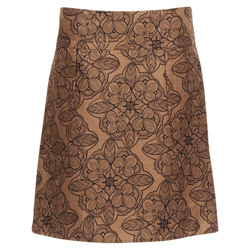 Marni cotton silk blend floral illtration jersey lined skirt