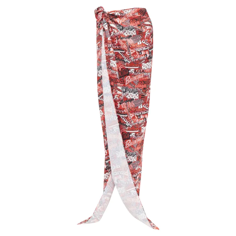 Balenciaga logo print wrap tie maxi skirt