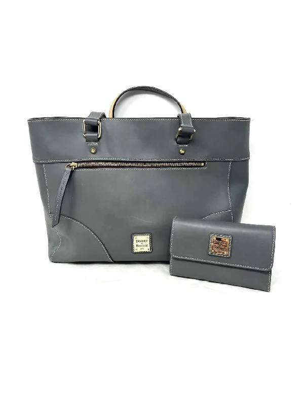 Dooney & Bourke Gray Shoulder Bag Stitched Leather Designer Tote