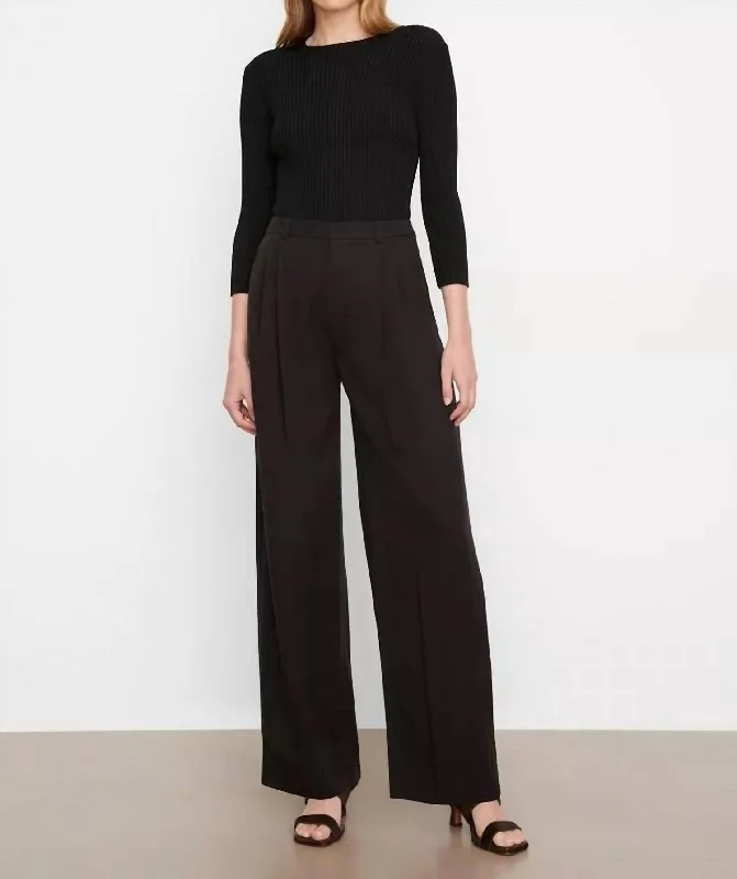 Drop Waist Pleated Trouser In Black