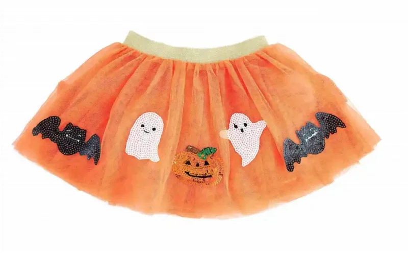 Girl's Halloween Tutu In Orange