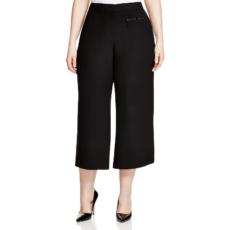 Plus Womens Hook/Bar Zip Solid Culottes