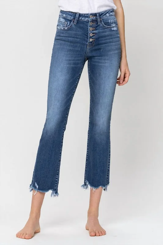 Traci High Rise Exposed Button Jeans In Blue