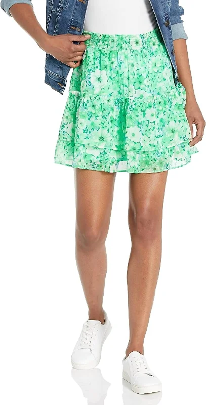 Beat Goes Chiffon Skirt In Basil