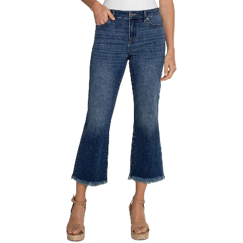 Hannah Womens Flared Crop Cropped Jeans