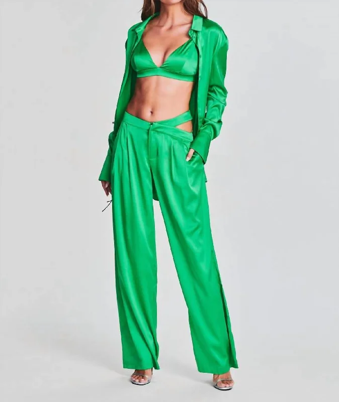 Zarri Silk Pant In Kelly Green