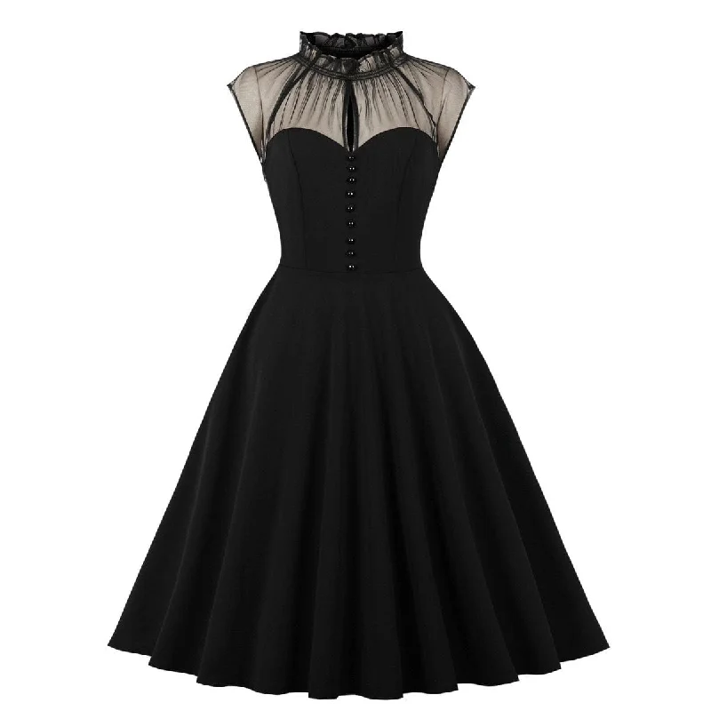 Women's Gothic Stand Ruffled Collar Halloween Dress