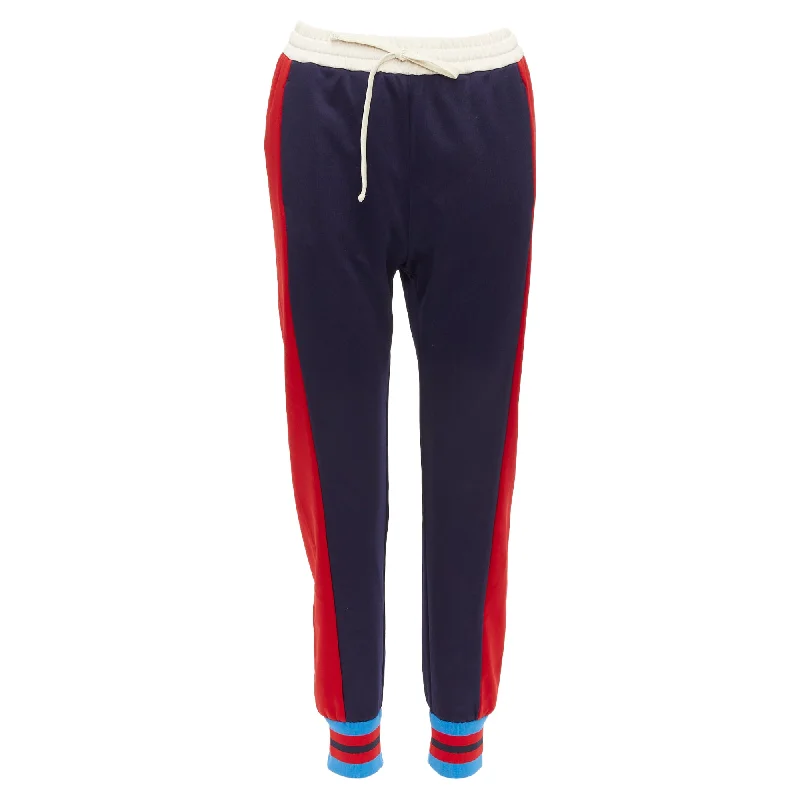 Gucci tricolor stripes colorblock tapered track sweat pants