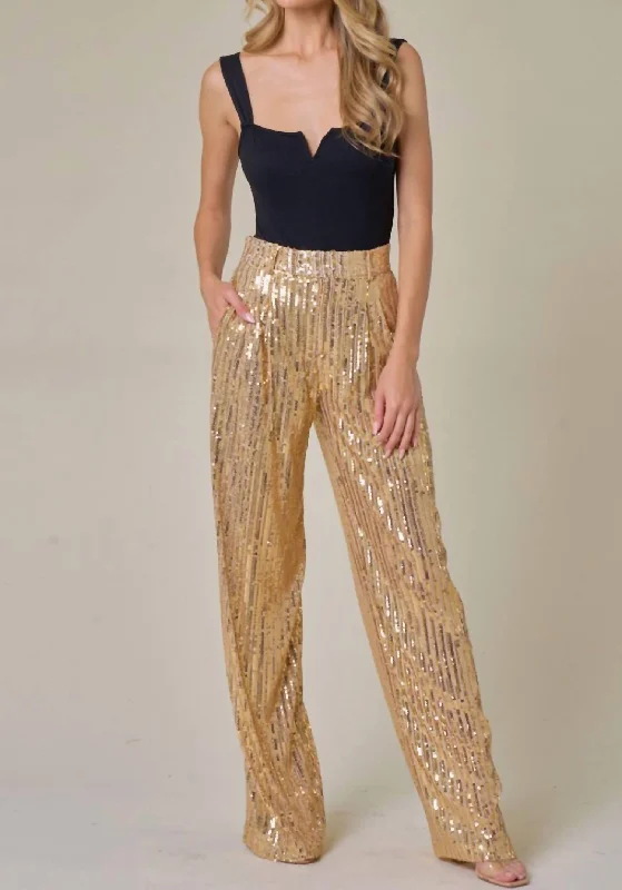 Sequins Wide Leg Pant In Gold