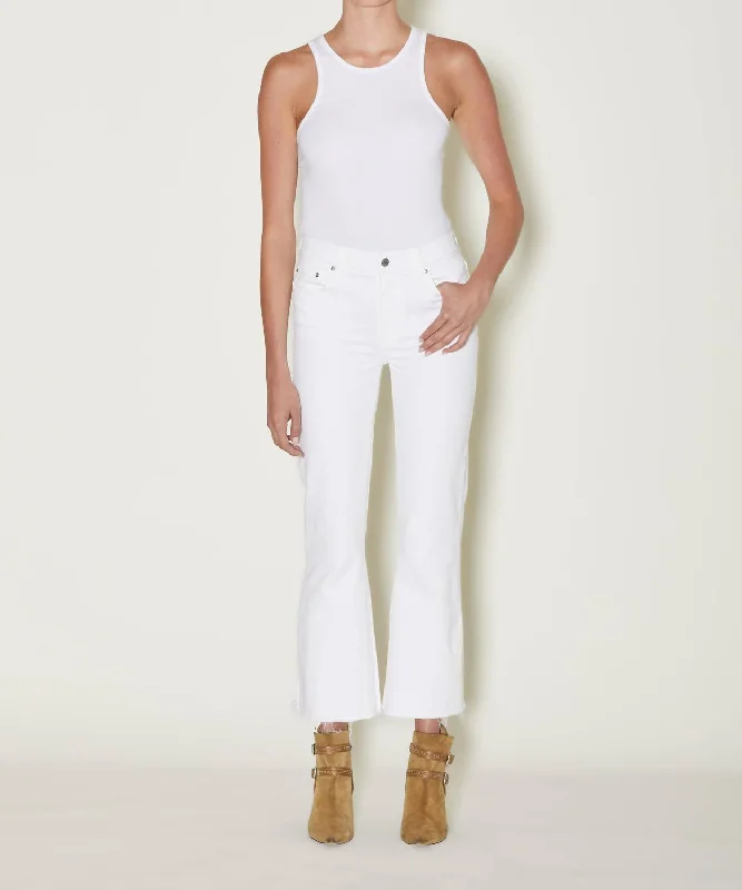 Bella Crop Flare Jeans In White