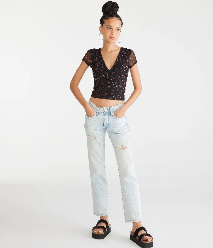 Aeropostale Mid-Rise Straight Ankle Jean