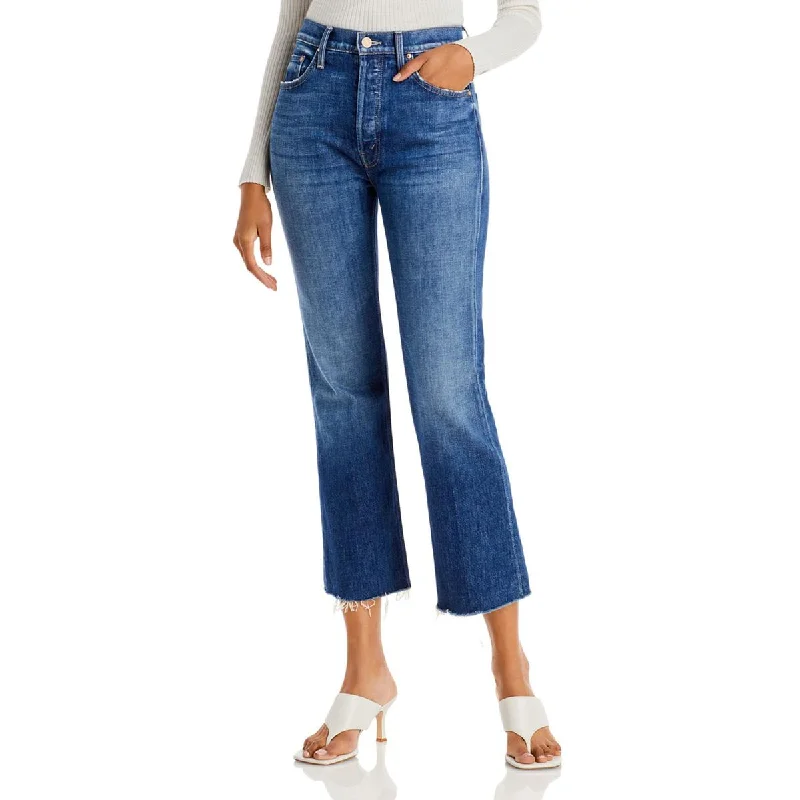 The Tripper Womens Frayed Hem Button Fly Ankle Jeans