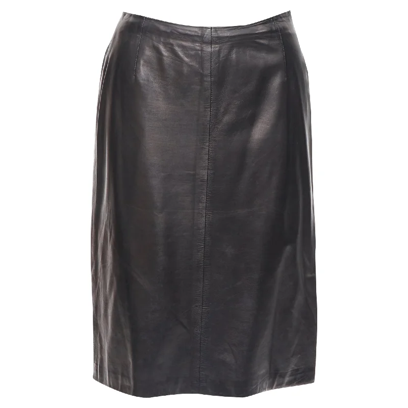 Prada leather darted knitee minimal pencil skirt