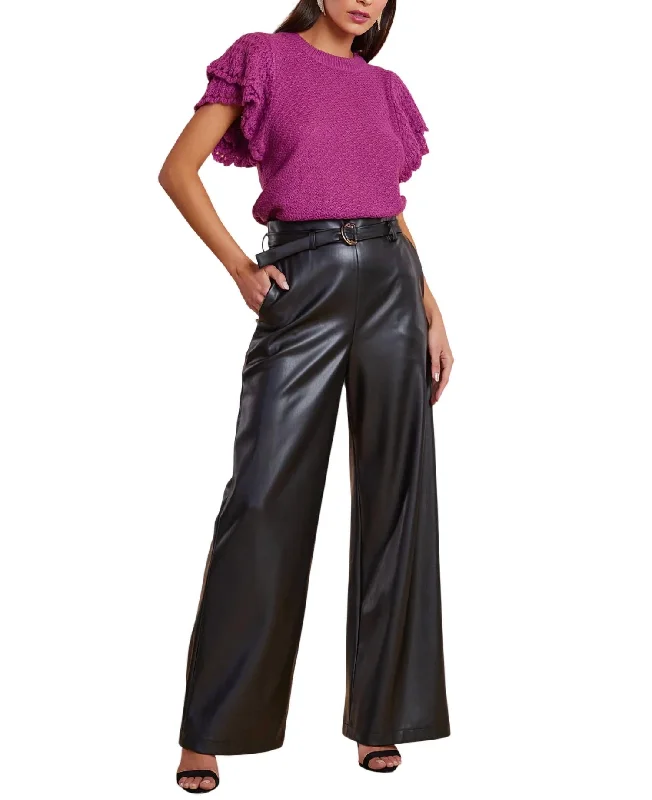 Dolan D-Ring Vegan Leather Pants In Black