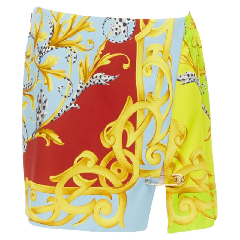 Versace Pop Barocco Medusa safety pin mini skirt