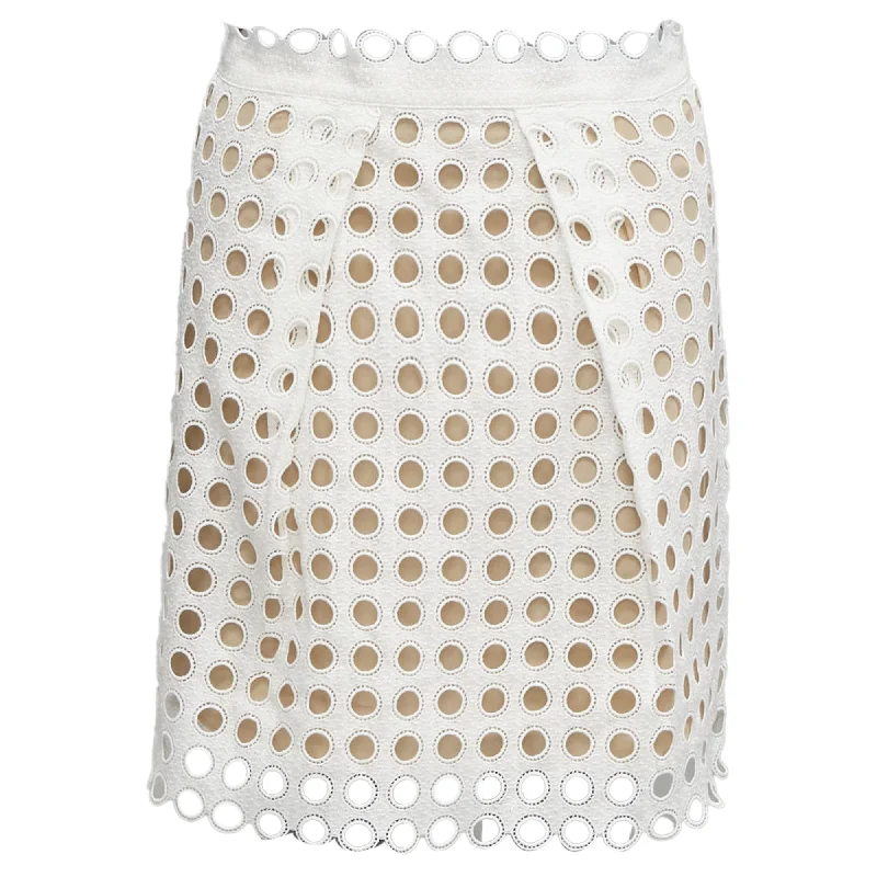 Chloe embroidery anglais eyelet laye silk lined skirt