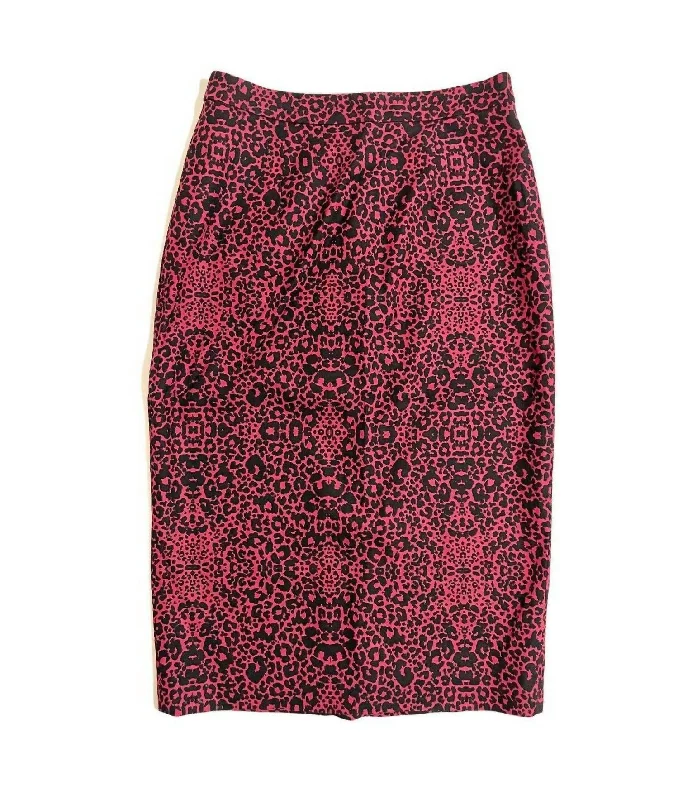 Women's Above Knee Stretch Leopard Print Pencil Skirt In Black, Red