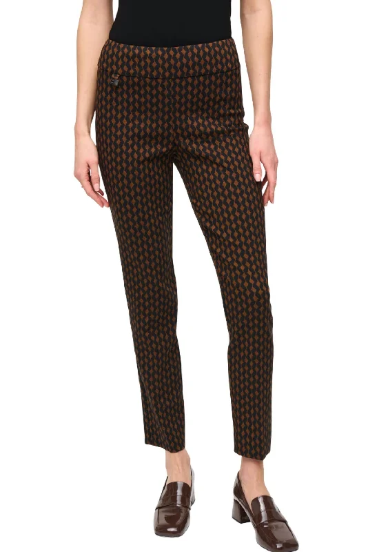 Retro Slim Fit Trousers In Rust/black