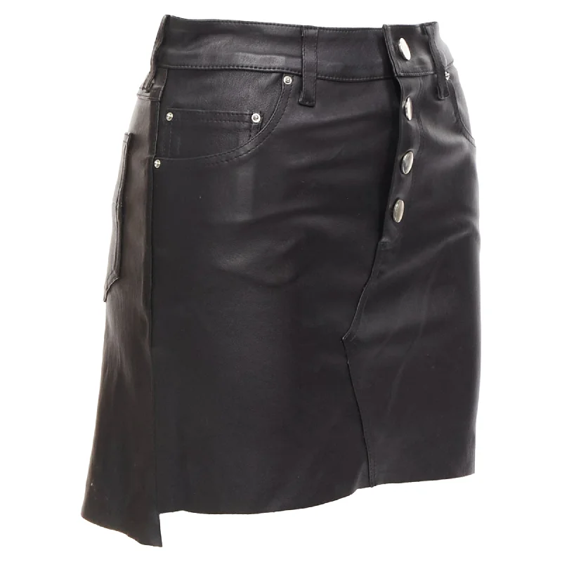 Amiri Genuine Leather High Low Back Pockets Mini Skirt