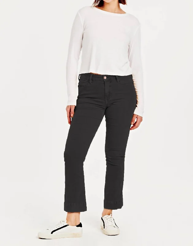 Jeanna High Rise Cropped Corduroy Flare Jeans In Black