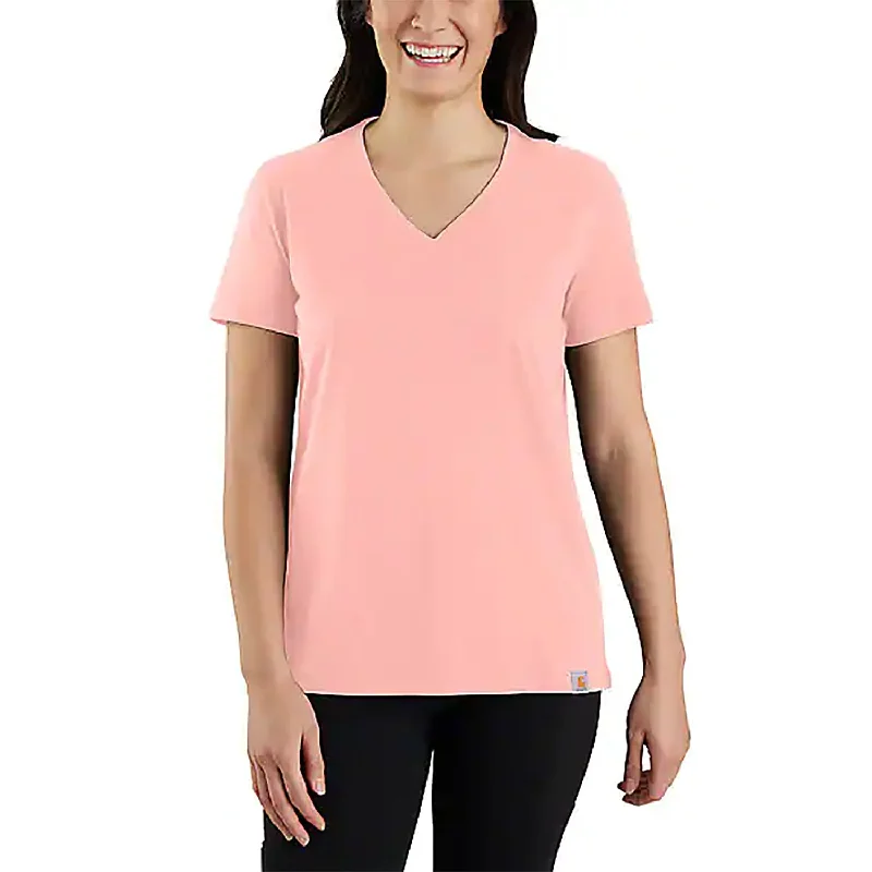 Women's Solid Short-Sleeve V-Neck T-Shirt 105739