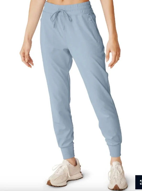 Heather Rib Street Jogger In Sky Blue