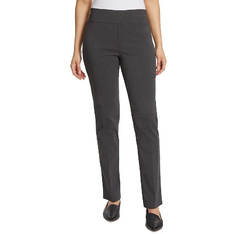 Womens Solid Mid Rise Ankle Pants