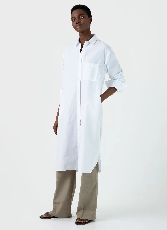 Women's Cotton Poplin Shirt Dress in White