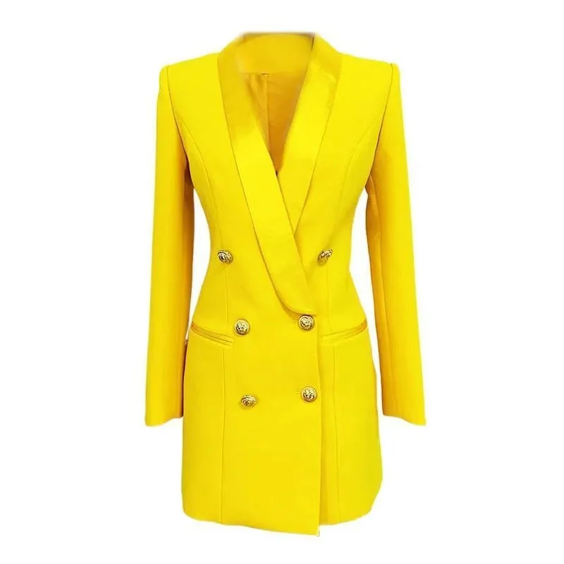 Yellow Tuxedo Blazer Dress