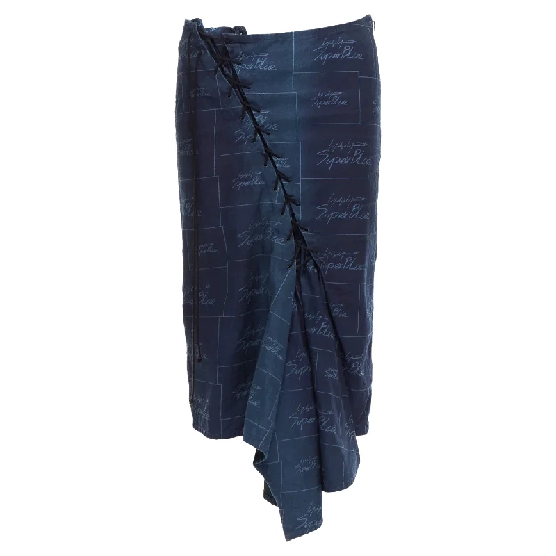 Yohji Yamamoto Noir Super cotton logo print laced up skirt