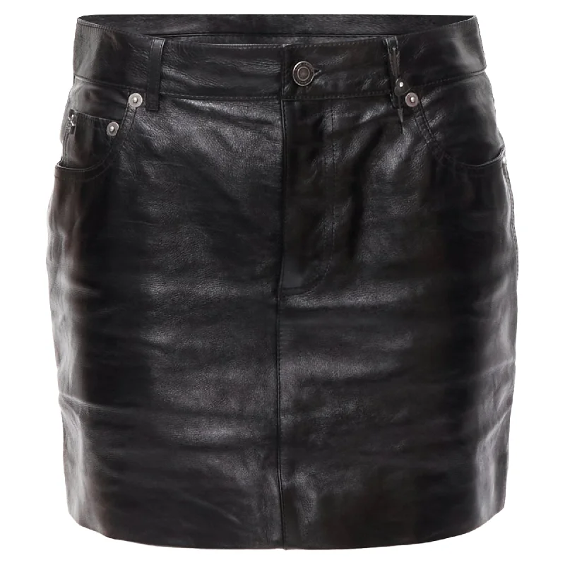 Saint Laurent heart star arrow charm stud leather skirt