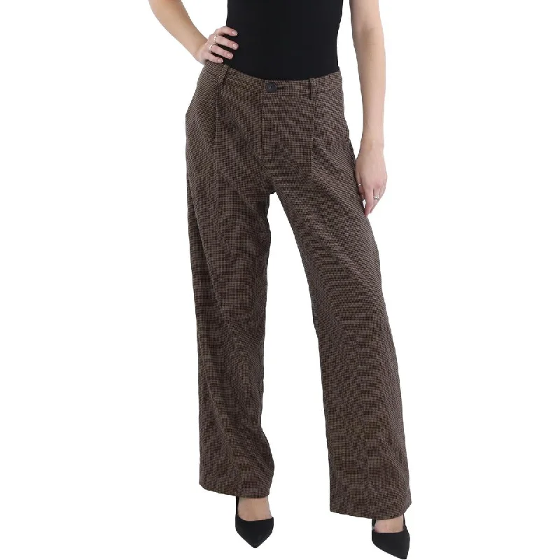 Womens Checkered Trouser Wide Leg Pants