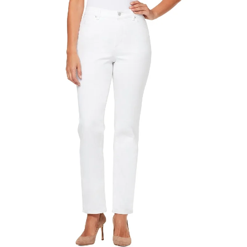 Womens High Rise Light Wash Straight Leg Pants